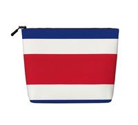 sttung Flag of Costa Rica Print Single Layer Imitation Linen Makeup Bag Women Zipper Travel Toiletry Pouch