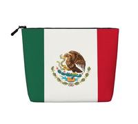 sttung Flag of Mexico Print Single Layer Imitation Linen Makeup Bag Women Zipper Travel Toiletry Pouch