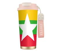 sttung Flag of Myanmar Print 2-in-1 Double Drink Travel Coffee Cup - 316 Stainless Steel 12+ Hours Insulated Mug Gift for Birthday Christmas