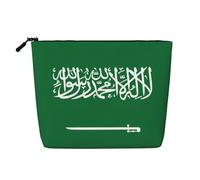 sttung Flag of Saudi Arabia Print Single Layer Imitation Linen Makeup Bag Women Zipper Travel Toiletry Pouch