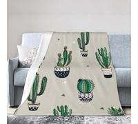 sttung Green Cactus Print Premium Ultra-Soft Micro Fleece Blanket - Anti-Pilling Air Conditioning Throw for Bed, Sofa, Camping & Travel