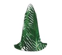sttung Green Palm Leaf Print Hooded Cape with Full Print | No Zipper + Bow Tie | Halloween/Cosplay/Comic Con