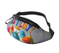 sttung Happy Birthday Cake Print All-in-One Waist Pack for Hiking,Travel and Running Enthusiasts