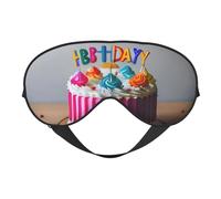 sttung Happy Birthday Cake Print Travel - Friendly Sleep Soft Eye Mask: Compact, Lightweight, Adjustable Strap