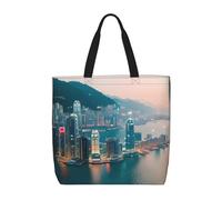 sttung Hong Kong Print Women's Large Beach Tote Bag - Reusable Shopping Handbag-Travel,Gym,Casual Outings