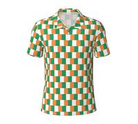 sttung Irish Flag Print Men's Polo Shirts-Golf Shirts,Short Sleeve Moisture Wicking,Athletic Collared Polos 3XL Black