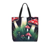 sttung Magic Mushrooms Print Women's Large Beach Tote Bag - Reusable Shopping Handbag-Travel,Gym,Casual Outings