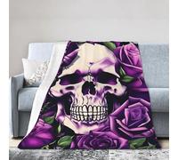 sttung Many Purple Rose Skull Print Premium Ultra-Soft Micro Fleece Blanket - Anti-Pilling Air Conditioning Throw for Bed, Sofa, Camping & Travel