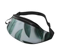 sttung Mint Gray Leaf Print All-in-One Waist Pack for Hiking,Travel and Running Enthusiasts