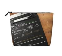sttung Movies Clapperboard Graphics Print Single Layer Imitation Linen Makeup Bag Women Zipper Travel Toiletry Pouch