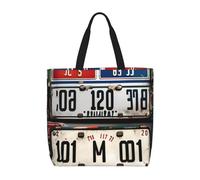 sttung Old License Plate Print Women's Large Beach Tote Bag - Reusable Shopping Handbag-Travel,Gym,Casual Outings