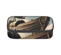 sttung Old Pirate Ship Print Eyebrow Pencil Cosmetic Storage Bag with Multiple Compartments for Travel