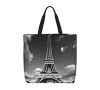 sttung Paris Eiffel Tower and Cloud Print Women's Large Beach Tote Bag - Reusable Shopping Handbag-Travel,Gym,Casual Outings