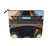 sttung Paris Eiffel Tower Picture Print Single Layer Imitation Linen Makeup Bag Women Zipper Travel Toiletry Pouch