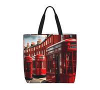 sttung Red London Street Print Women's Large Beach Tote Bag - Reusable Shopping Handbag-Travel,Gym,Casual Outings