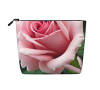 sttung Rose Blossom Print Single Layer Imitation Linen Makeup Bag Women Zipper Travel Toiletry Pouch