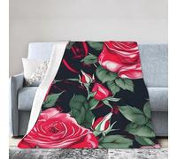 sttung Rose Flower Floral Print Premium Ultra-Soft Micro Fleece Blanket - Anti-Pilling Air Conditioning Throw for Bed, Sofa, Camping & Travel