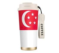 sttung Singapore Flag Print 2-in-1 Double Drink Travel Coffee Cup - 316 Stainless Steel 12+ Hours Insulated Mug Gift for Birthday Christmas