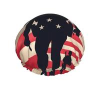sttung US Military Soldiers Patriotic Memorial Day Print Double Layer Shower Cap Stylishâ€‹ Elastic Rim Shower Cap for Women Men