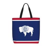sttung Wyoming State Flag Print Women's Large Beach Tote Bag - Reusable Shopping Handbag-Travel,Gym,Casual Outings