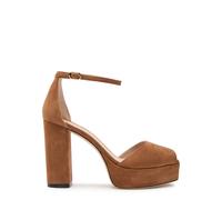 Stuart Weitzman Sabrina 110 Suede Platform Sandals - Tan - 37 (IT37/ UK4)