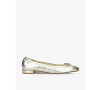 Stuart Weitzman Womens Gold Bria Bow-embellished Metallic-leather Ballet Flats Eur 39 / 6 Uk Women
