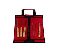 STUBAI Carving Iron & Corrugated Rasp Set No. 1 6-Piece Per Set for Wood Carving with 3 Carving Irons, 2 Hand-Hewn Mini Rasps & Notch Carving Knife