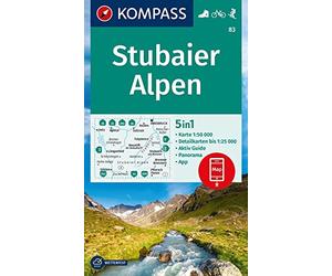 Stubaier Alpen + Aktiv Guide (83): Wandelkaart Schaal 1 : 50.000 (Kompass Wanderkarten)