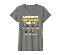 Stubborn Sheepadoodle Tricks, Doodle Dog Sheepadoodle T-Shirt, Women, Olive Heather, X-Small