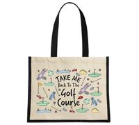 Stubbs Mugs Take Me Back To The Golf Course Cream & Black Jute Bag