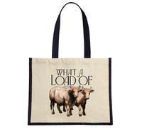 Stubbs Mugs Wild Giggles What A Load Of Old Bullock Cream & Black Jute Bag
