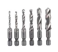 Stubby Drill Bit Set - 6 Pcs Combination Drill and Tap Set, M3 M4 M5 M6 M8 M10 Metric Thread, 1/4” Hex Shank - Screw Tapping and Threading Tools for Metal, Hard Steel, and Aluminum
