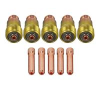 Stubby Gas Lens Kit for Tig Welding 17Gl116 10N23S 1/16" Ø1.6Mm Fit Wp17 18 26 10Pcs Professional Welding Accessories