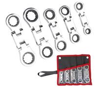 Stubby Ratcheting Wrench Set, Double Box End Mini Ratchet Spanner, Compact Mechanic Tool Kit for Auto Repair, Plumbing & DIY Home Maintenance