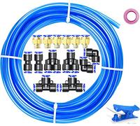 Stubotar Blue 10M Polyurethane Hose Pipe 10mm OD*6.5MM ID PU Air Tubing with 14 Connecter kits and Cutter Flexible & Weather Resistant