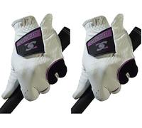 Stuburt Golf STGLV09 Womens Urban All Weather Golf Glove WIth Cabretta & Synthetic Leather, White/Black, Womens Left Hand Large (Pack of 2)