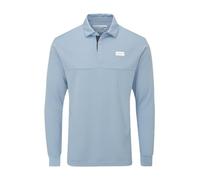 STUBURT SPORT TECH LONG SLEEVE GOLF POLO SHIRT - CHAMRAY BLUE - 2XL