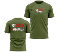 Stuck Farmer Front and Back Mens T Shirt Farm Parody Tee Political Gift for British Farming Top, 3XL, Military Green