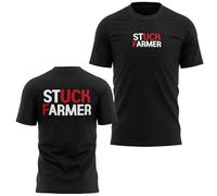 Stuck Farmer Front and Back Mens T Shirt Farm Parody Tee Political Gift for British Farming Top, L, Black