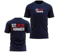 Stuck Farmer Front and Back Mens T Shirt Farm Parody Tee Political Gift for British Farming Top, XXL, Navy
