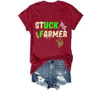 Stuck Farmer T-Shir Funny Stuck Farmer Parody V-Neck Shirt Adult Unisex Classic Fit Short Sleeve Claret