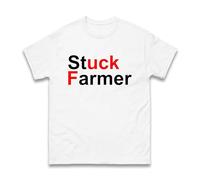Stuck Farmer T-Shirt, Men's Funny A F*ck Starmers Parody Farmer Protest Funny Anti-Labour T-Shirt Humor Tee Unisex Gift (White, XL)