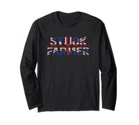 Stuck Farmer Union Jack Flag Funny British Farming Protest Long Sleeve T-Shirt