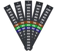 Stuck For 25-100°C High-Temperature Range Liquid Crystal Thermometer Strip, 5°C Increments, Self-Adhesive, Manufactured in the UK, for Dairy, Brewing, Workshop and Industrial Use, 5 Pack