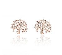 Stud Earring for Women Imitation Diamond Studs Girls CZ Stud Earring Stylish Tree of Life Dangle Earring Jewelry with Brilliant Crystal (Rose Gold Tree of Life)