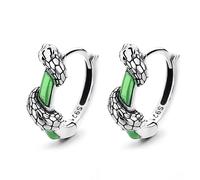 Stud Earring,Women's Earrings,925 Sterling Silver Snake Winding Hoop, Delicate Green Colored Glaze, Charming Jewelry Gift