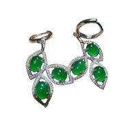 Stud Earring,Women's Earrings,S925 Silver with Natural Jade Ice Green Tree Leaf Ear Buckle for Women Yoga