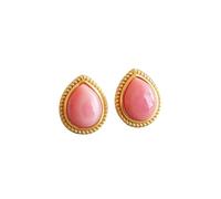 Stud Earring,Women's Earrings,S925 Silver with Natural Pink Peach Blossom Jade Water Drop Ear for Women Yoga