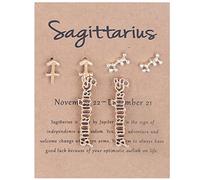 Stud Earrings 12 Constellation Earings Birthday Zodiacs Sign Layer Exquisite Of Jewelry Old-English Zodiacs Pairs Gift Three Constellation Letter Horoscopes Earrings (I, One Size)