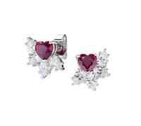 Stud Earrings 925 Silver Valentine's Day Collection 2024 Zirconia Red Heart Cut Zirconia White Rhodium Plated 9 mm Sterling Silver Zircon